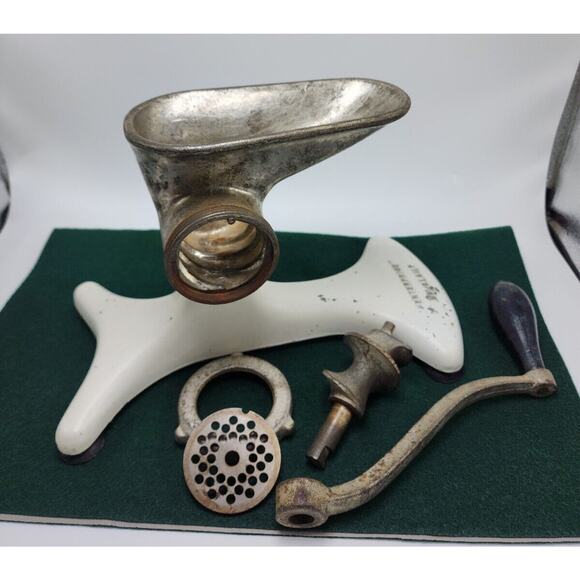 Vintage 70s Meat‎ Grinder Enterprise K-1978 White Cast-Iron No Clamp - Picture 15 of 16